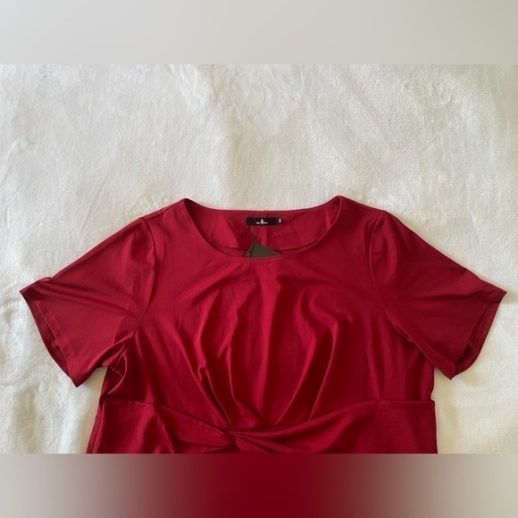 Agnes Orinda Plus Size Summer Solid Short Sleeve Knot Waist Peplum Top Size 4X - Picture 4 of 8